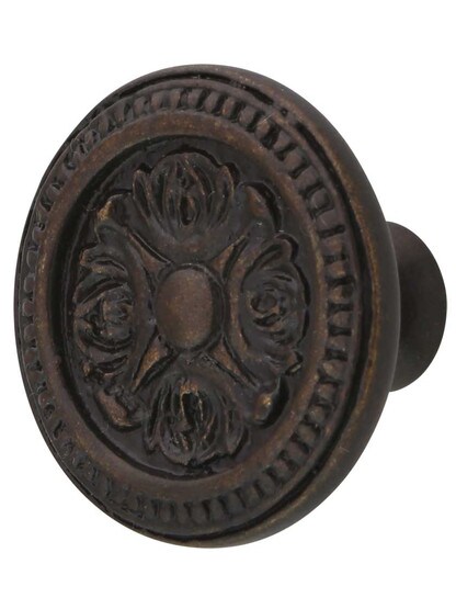 Eastlake Round Cabinet Knob - 1 1/2 inch Diameter in Dark Glaze.